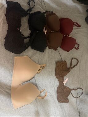 Victoria's Secret Mixed Bras in Black, Brown, Red, and Nude